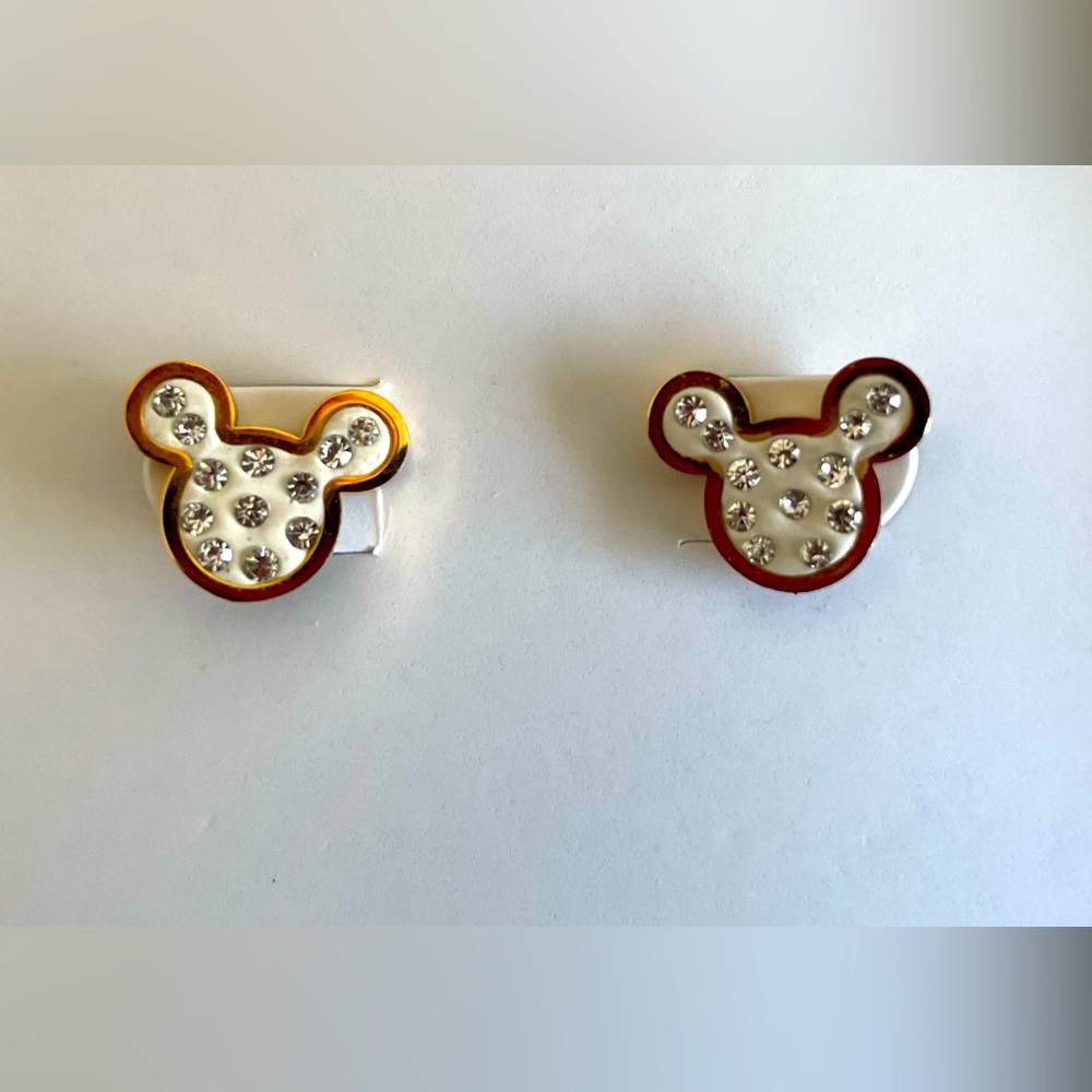 NWOT Disney Mickey Mouse golden, white, diamond-like earrings. OS